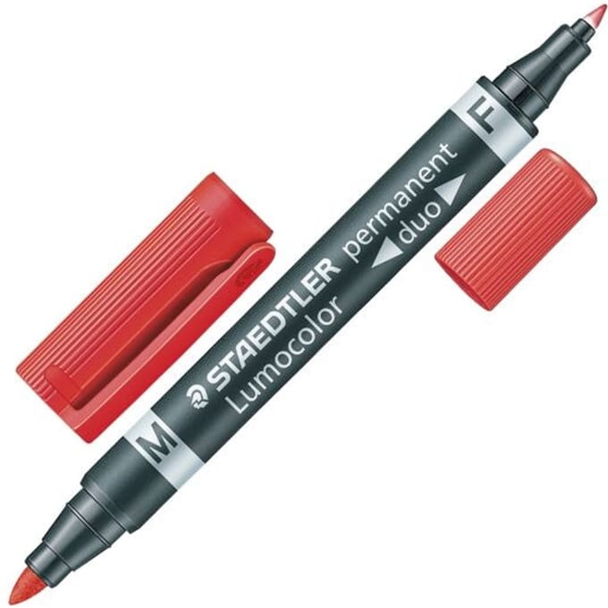 Staedtler Permanent marker - Lumocolor Duo - dubbele punt 0.6mm + 1.5mm - Rood
