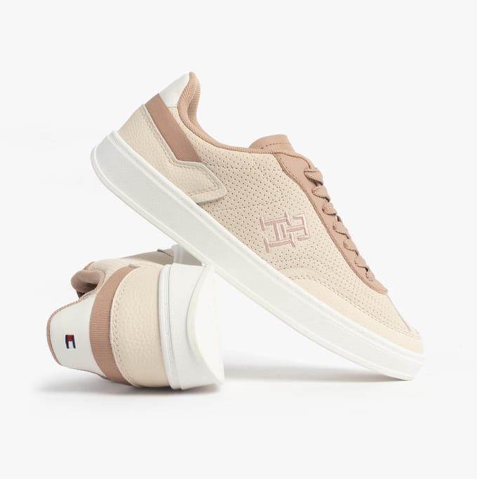 Tommy Hilfiger Th Monogram Trainer Dames Sneakers Muslin/Klei Steen