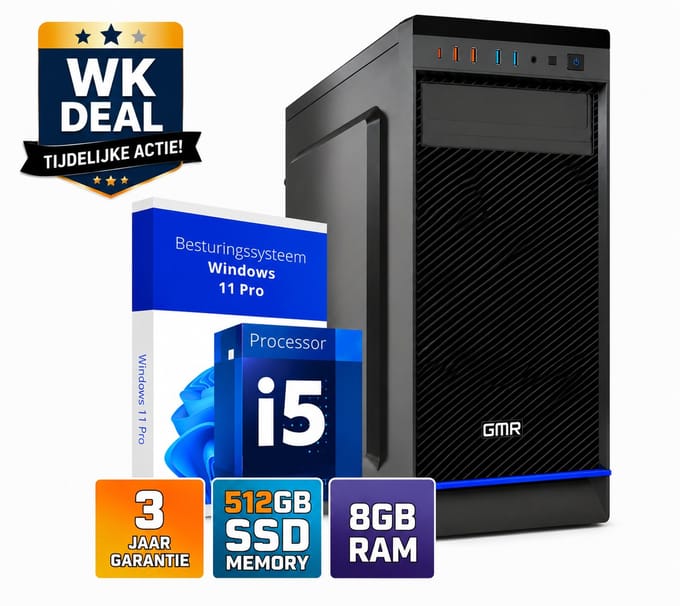 Desktop Computer Intel Core i5 | 8GB RAM | 512GB SSD | Windows 11 Pro | WiFi | Office PC | Werkcomputer | Zakelijke Computer | Thuiswerk Computer | Thuiswerk PC | Studie Computer | Kantoor PC | Desktop PC | 3 Jaar Garantie