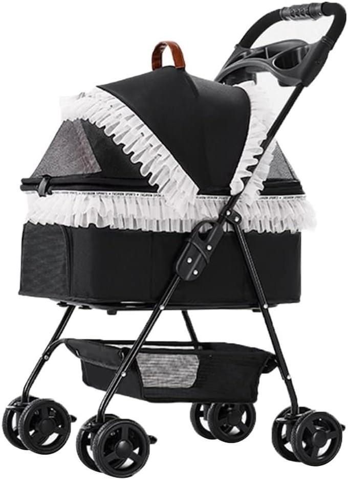 Huisdier Kinderwagen - Reisbuggy Hond Kat - Comfortabel Reizen - Afneembare Wieg - Grote Capaciteit - Wit