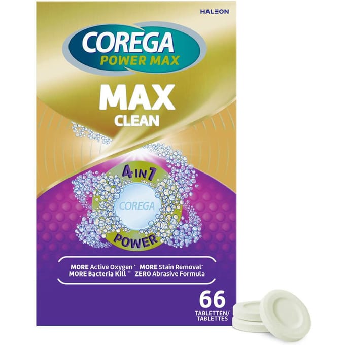 Corega Max Clean Tabletten 4-in-1 Power 66 Reinigingsmiddel