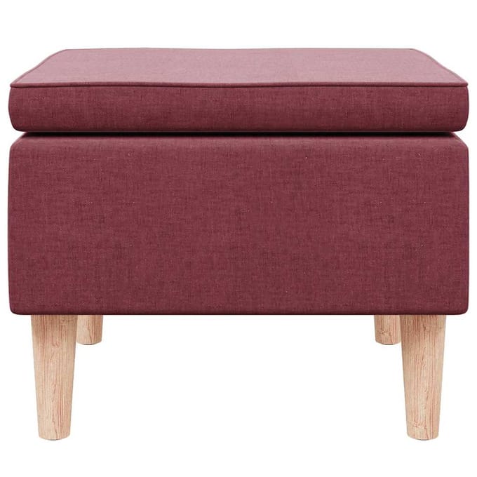 vidaXL - Kruk - met - houten - poten - stof - wijnrood