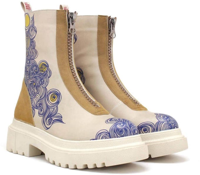 Goby Dames Boots – Front Rits Design – Handgemaakt Vegan Leer – Comfortabele Plateau Boots – Maat 36