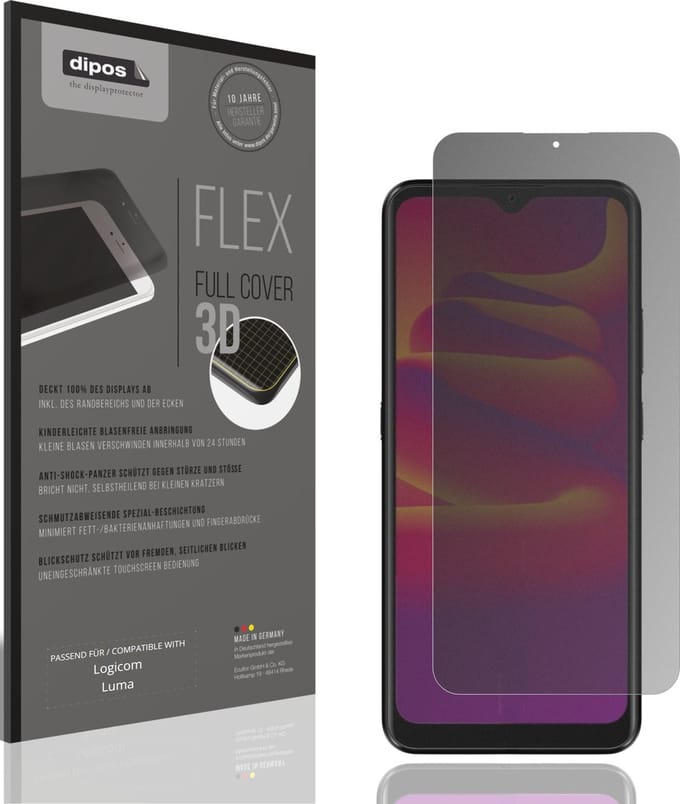 dipos FLEX – Matte Privacy Screenprotector geschikt voor Logicom Luma | Volledige Schermbescherming | Case-Friendly