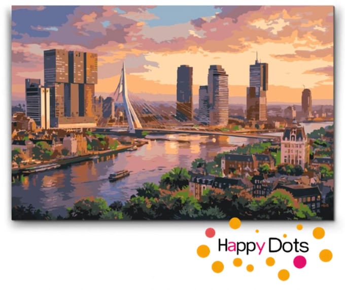 Schilderen op nummer Skyline Rotterdam 40x60cm (HappyDots)