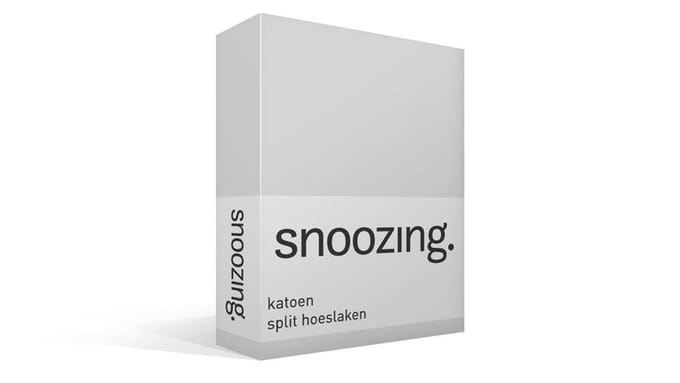 Snoozing - Katoen - Split-hoeslaken - Lits-jumeaux - 200x210/220 cm - Grijs