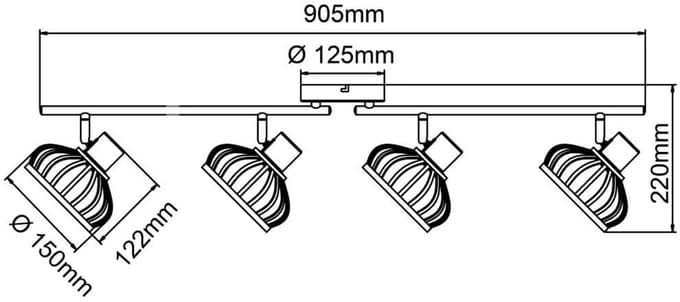 Houten plafondlamp Norah 4-lichts - 99740/76