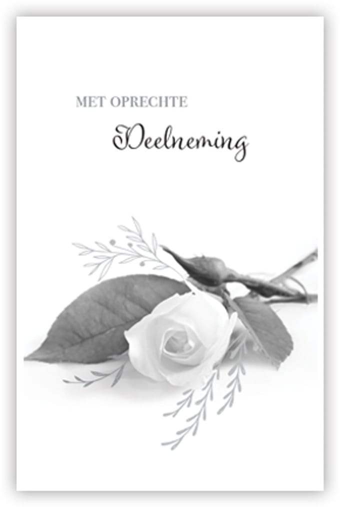 Condoleance kaart "Liggende witte roos"