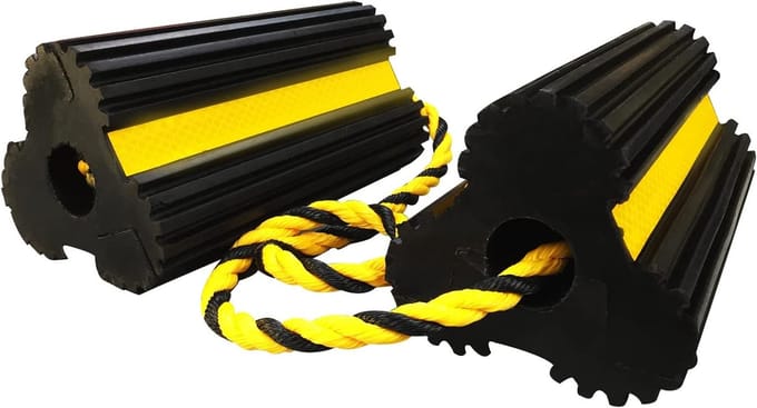 Wig Set - Ondersteuning Blokken - Bosbouw Werkzaamheden - Massief Rubber Constructie - 23cm Lengte - Zwart