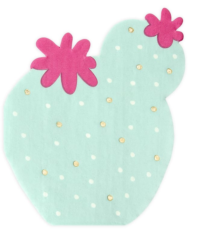 PARTYDECO - 20 papieren servetten cactusvorm mint en fuchsia