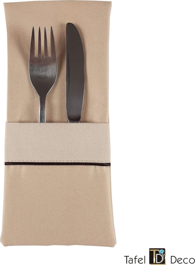 Beige bestekzakje, set van 6