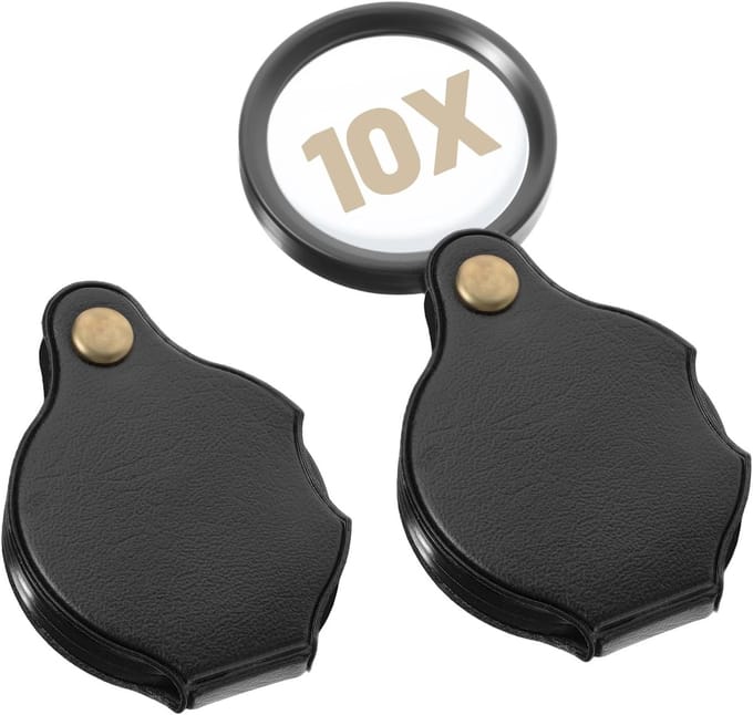 SnelShoppen - Pack van 2 Mini Vergrootglazen, 10x Vergrootglas, Klein Draagbaar Vouwbaar Leesvergrootglas voor Boeken, Kranten, Kaarten, Sieraden, Rep