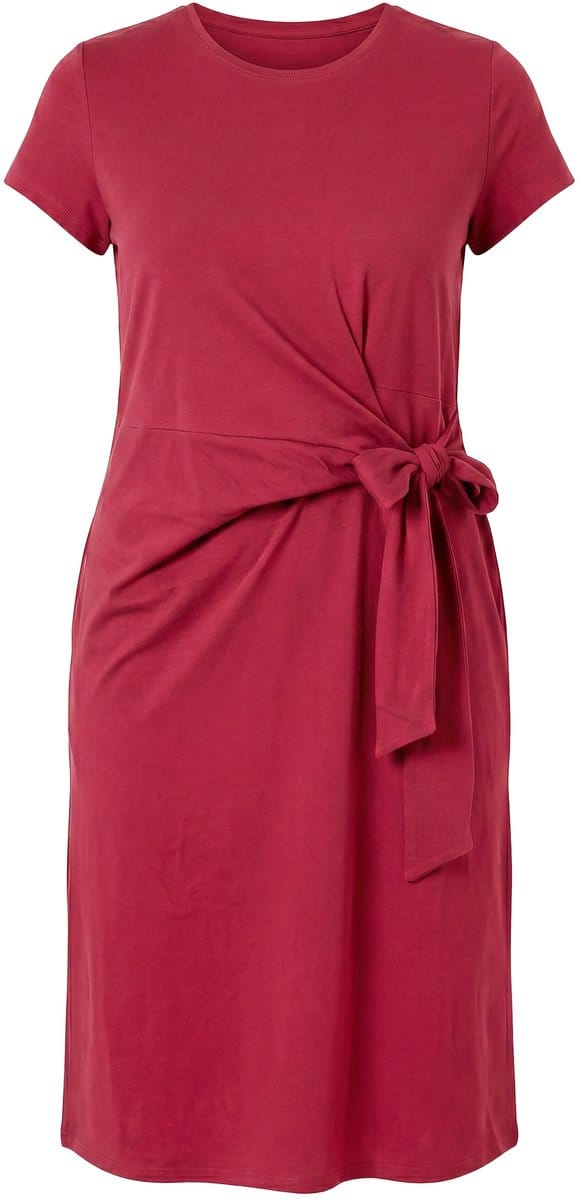 Studio Untold - Dames - Midi-jurk van jersey A-lijn met drapering - Donkerrood - Maat 54+