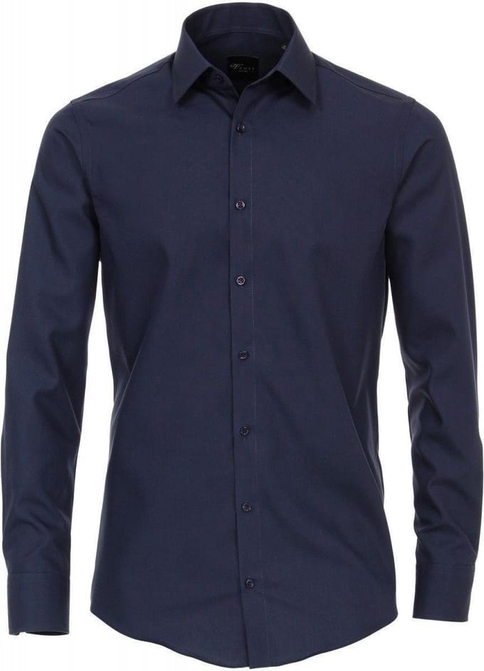 Venti - Heren Overhemd - Poplin - Strijkvrij - Regular fit - Navy