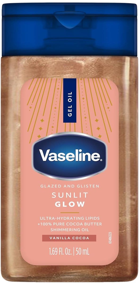 Vaseline Glazed and Glisten Sunlit Mini Glow Body Gel Oil - Vanilla Cocoa Scent 59ml