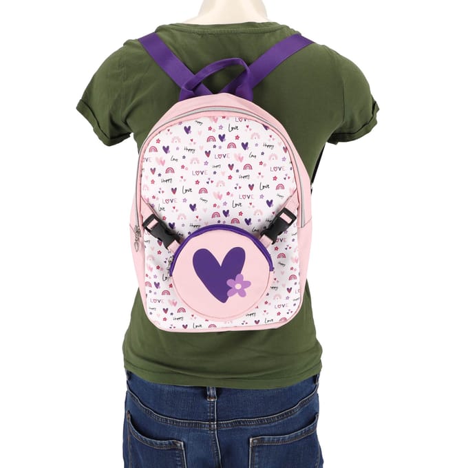 Rugtas 2 in 1 multicolor kindertas met schoudertasje bloemenprint.