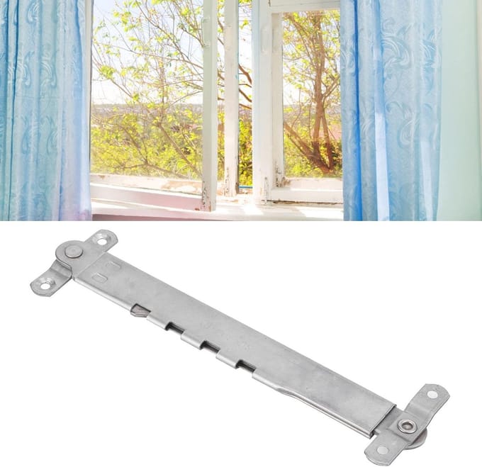 Raambegrenzer - Windsteun Deur - Raam Openen - Antislip Groef - 32 cm - Zilver