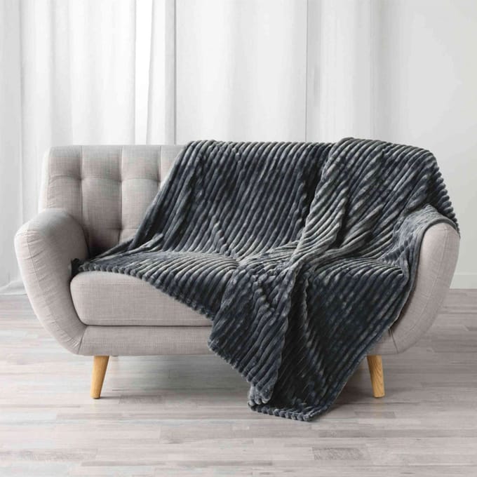 Ribstof Plaid 180 x 220 cm Minerve Grijs