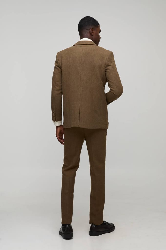 Straight Fit Wool Look Blazer | Mocha | Size 36