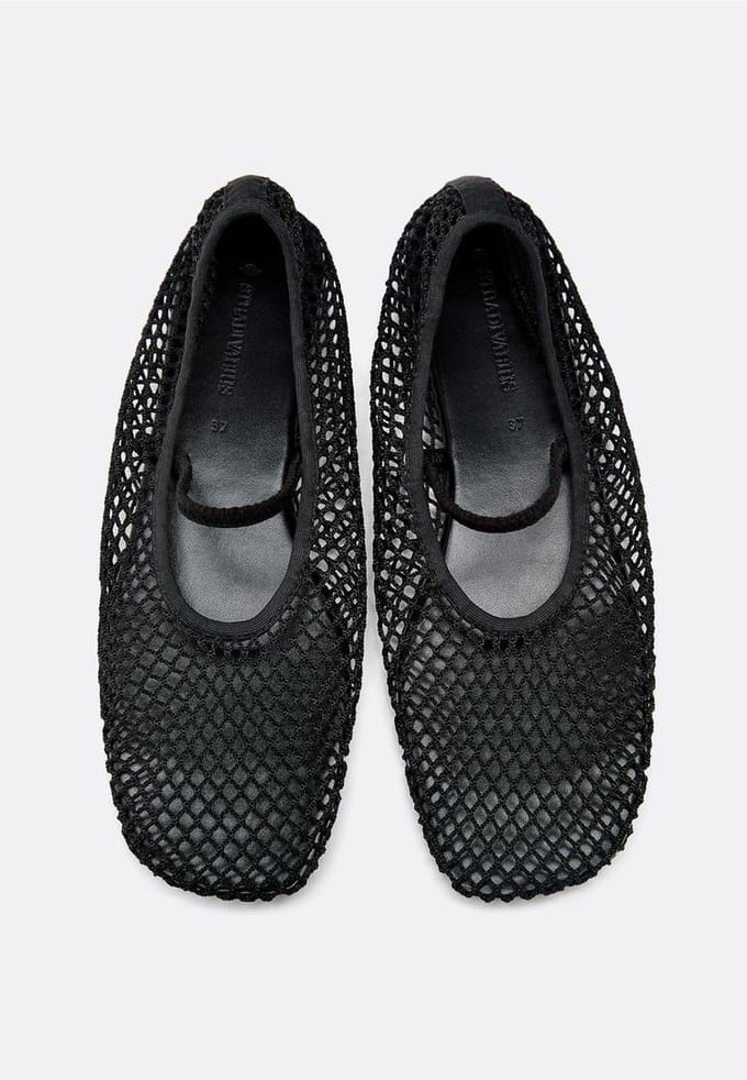 Stradivarius Mesh ballerina’s met bandje  Zwart 38