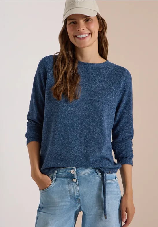 Shirt met lange mouwen, boothals en trekkoord