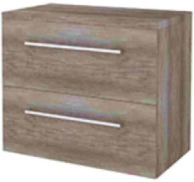 Basic-Line Start 46 Badkamermeubelset - 80 x 46 cm - Met Grepen - 2 Lades - Wastafelblad - Scotch Oak