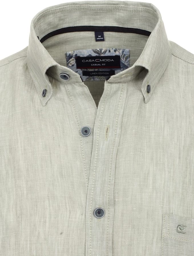Casa Moda Groen Linnen Overhemd Button Down Boord - L