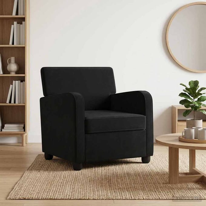 vidaXL - Fauteuil - Zwart - fluweel