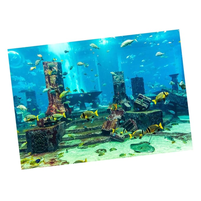 Koraal Aquarium Achtergrond Onderwater Poster Vis Tank Muurdecoraties Sticker 61 x 30cm blue