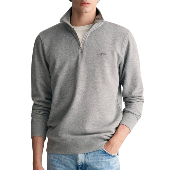Gant Trui Shield Half-Zip Sweat Grijs Melange / male