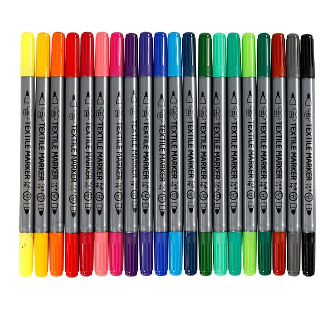 Creativ Company Textielstiften – Dubbele Punt – Permanent – 20 Stuks – Multicolor