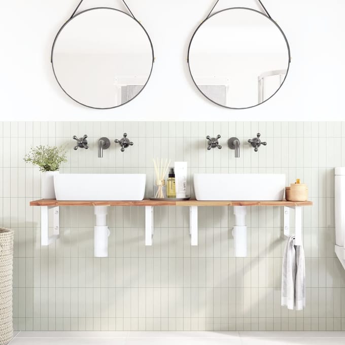 vidaXL - Badkamer - wandschap - staal - en - massief - acaciahout