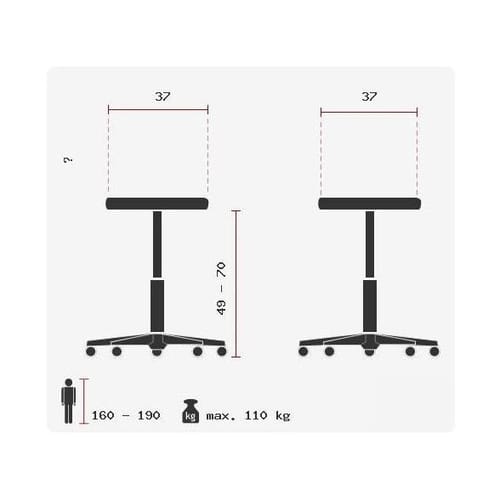 Ergonomische werkkruk B-OB (extra hoog), wit