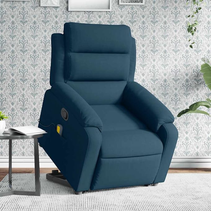 vidaXL - Sta-op-massagestoel - verstelbaar - fluweel - blauw