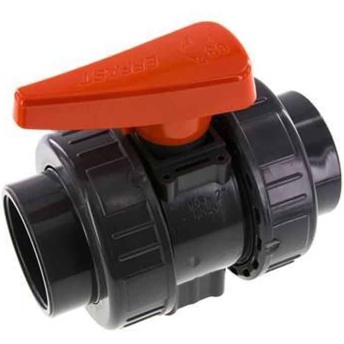 PVC 2-weg Kogelkraan Dubbele Wartel 63 mm Sok EPDM