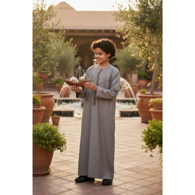 Kinderen jongens beige Eid Marokkaanse Thobe gewaad Djellaba Ramadan Eid Jubba-LFS K-HM10