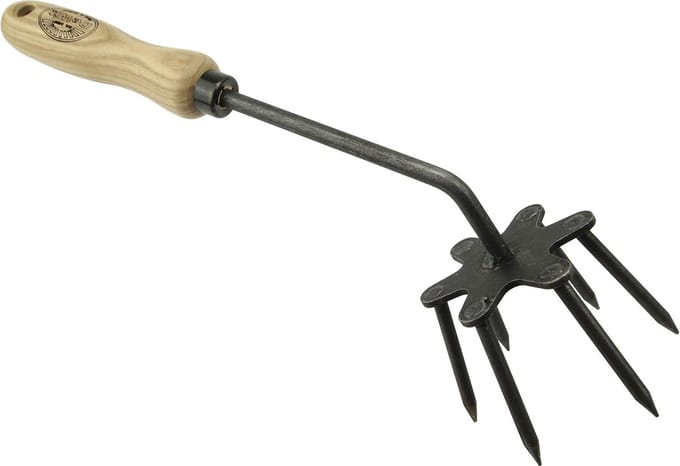 De Wit 3-tands tuinwoeler met essen handvat | 14 cm