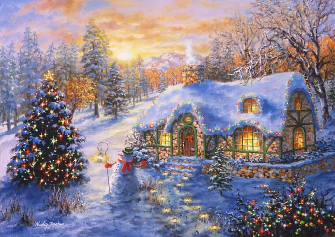 Bluebird Puzzle kerstpuzzel Christmas Cottage - 2000 stukjes.