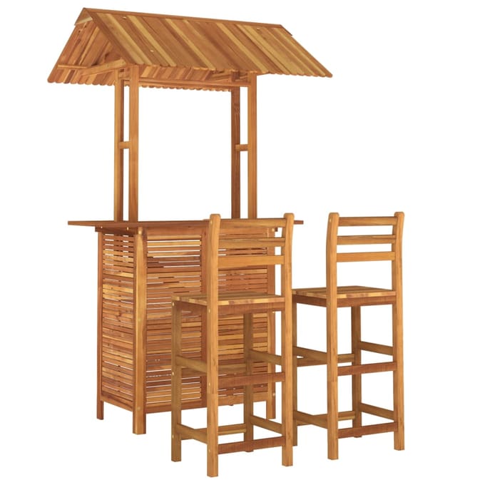 vidaXL - 3-delige - Tuinbarset - massief - acaciahout
