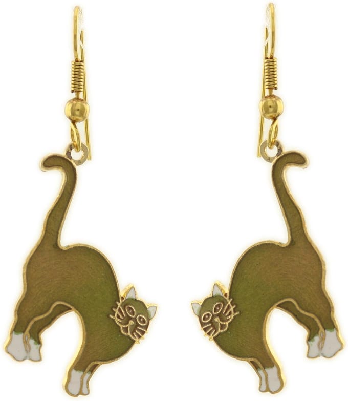 Behave - Oorhangers met kattenhanger olijfgroen - Boho accent