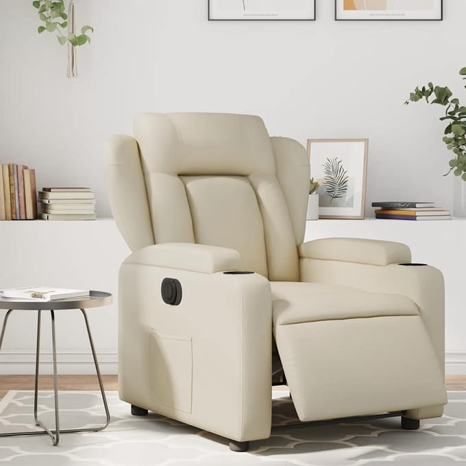 vidaXL - Fauteuil - elektrisch - verstelbaar - kunstleer - crèmekleurig