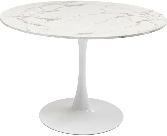 Eettafel Schickeria Ø110cm marmerprint wit Kare Design