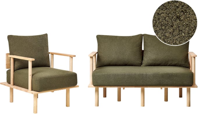 ASKER - Woonkamer set - Donkergroen - Bouclé