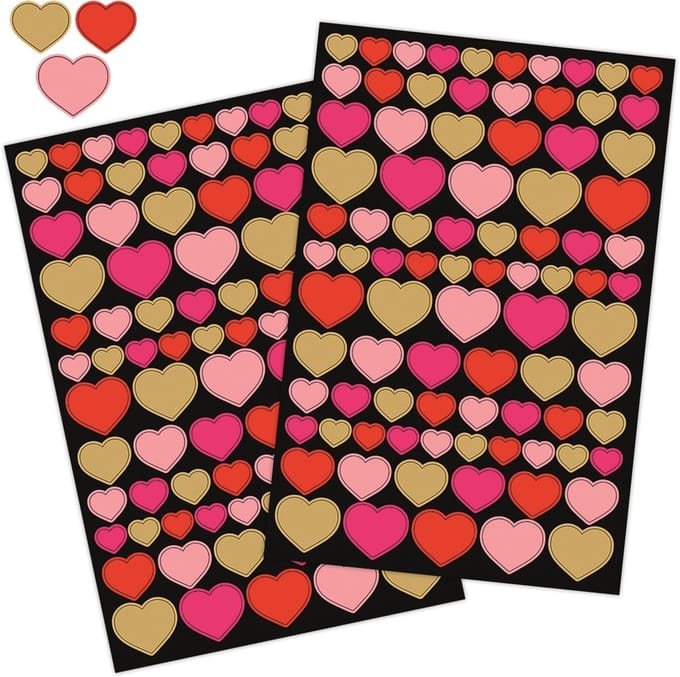 Hartjes Stickers Goudfolie & Roze - 2 Grote Stickervellen - Harten Stickers