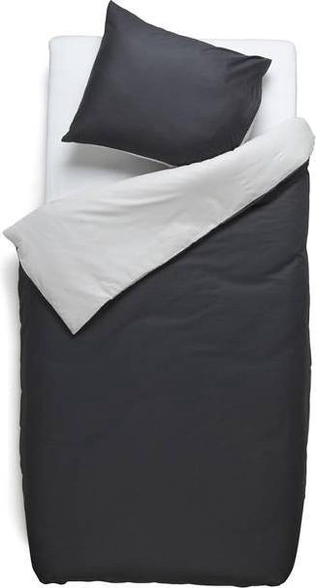 Snoozing Two Tone - Dekbedovertrek - Eenpersoons - 140x200/220 cm + 1 kussensloop 60x70 cm - Antraciet/Grijs