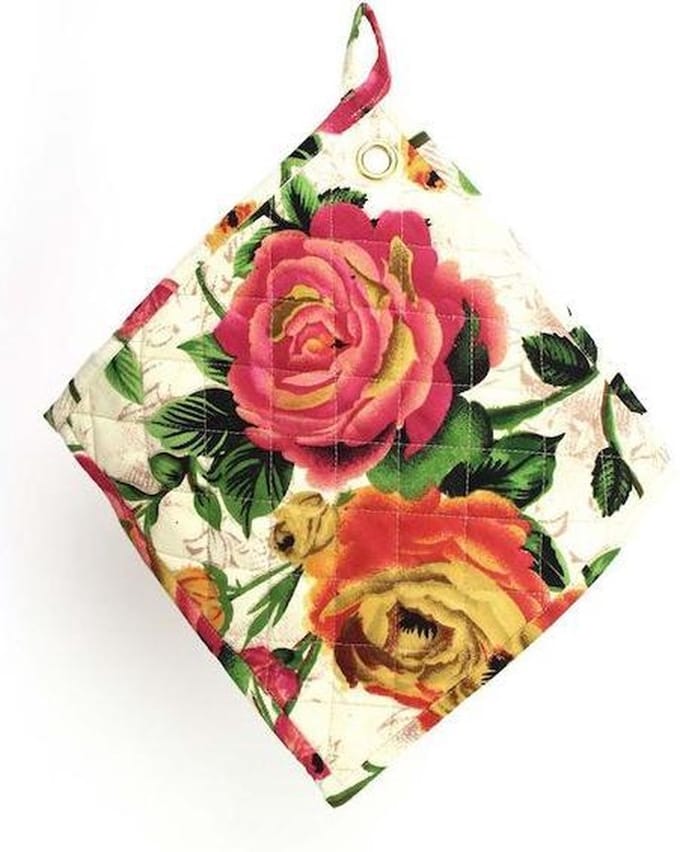 Pannenlappen - set van 2 - Rosie - ecru - 25x25cm