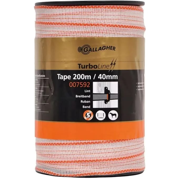 Gallagher TurboLine Lint 40mm wit (200 meter) - Hoog geleidende lintafrastering