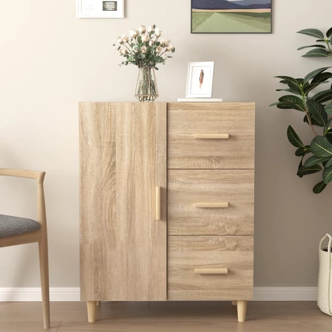 vidaXL - Dressoir - 69,5x34x90 - cm - bewerkt - hout - sonoma - eikenkleurig