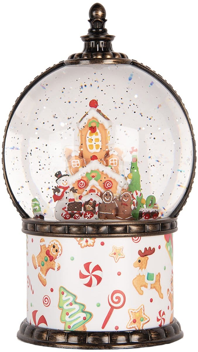 Clayre & Eef Kerstdecoratie met LED-verlichting en muziek Ø 12x21 cm / 3xAA Wit Kunststof