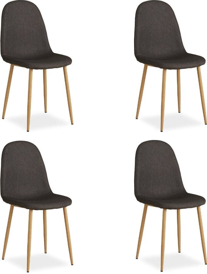 Homestyle4u Eetkamerstoelen - Set van 4 - Antraciet - Linnen